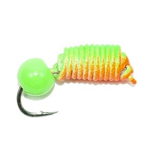 М/в "Гвоздик рифленый с латунным шариком (FLUO GREEN) " 3мм ~1г. Цв.11 (10шт.) Арт.490